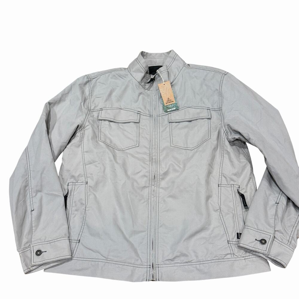 prAna Ryzer Twill Field Jacket Greystone | Light Gray Plaid Lined XXL M2RYZE115